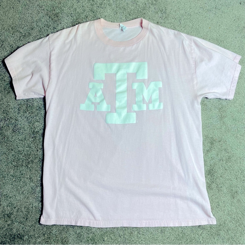 Texas A&M university baby pink college tshirt short sleeve collegiate tailgate